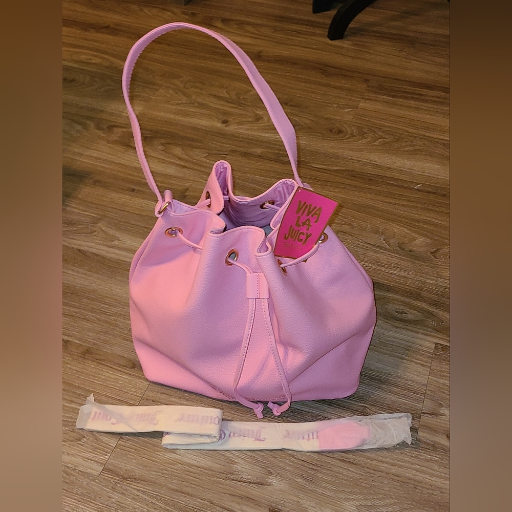 Juicy Couture Pink Shoulder Bag with Drawstring Closure